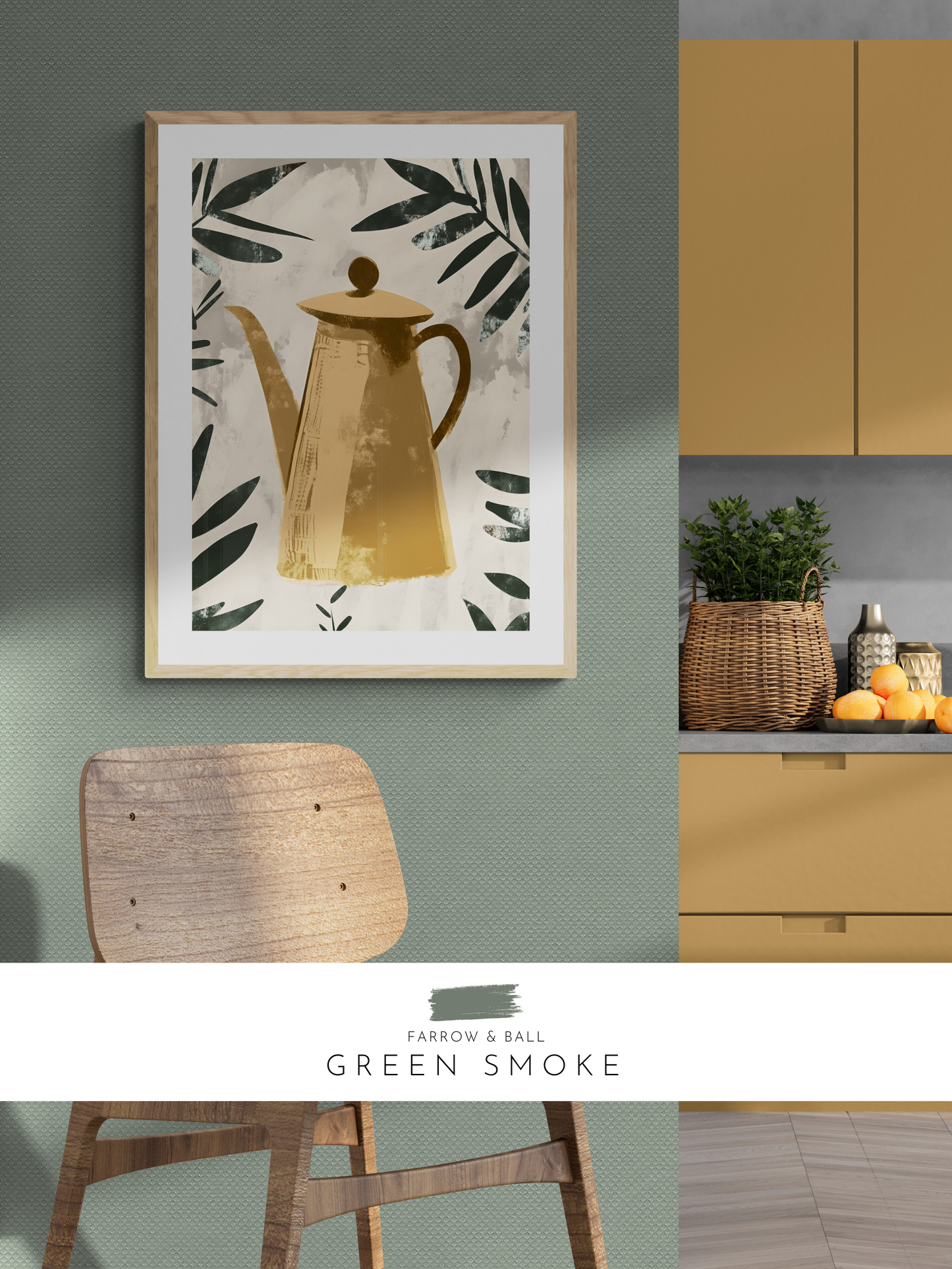 kitchen art print, green kitchen, stylish kitchen