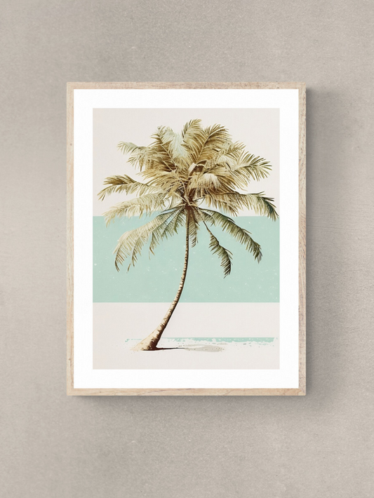 palm print, palm tree, cool neutrals, skimming stone