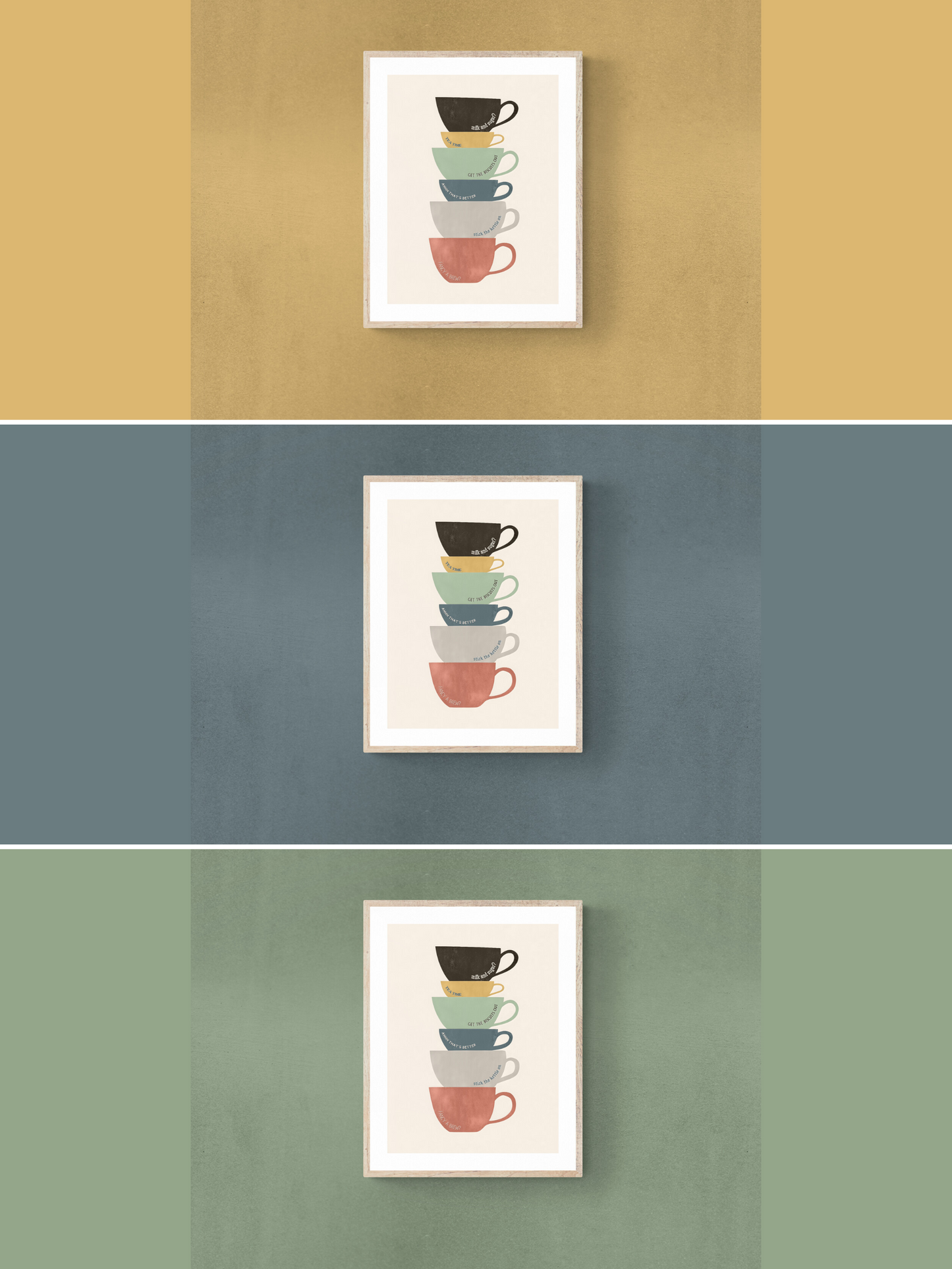 northern print, yellow walls, blue walls, green walls, tea print