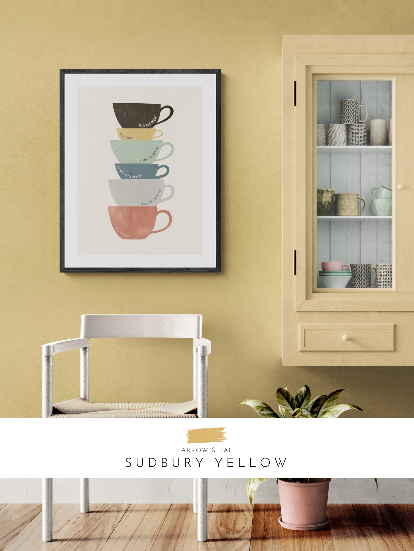 northern print, yellow kitchen, tea print, 