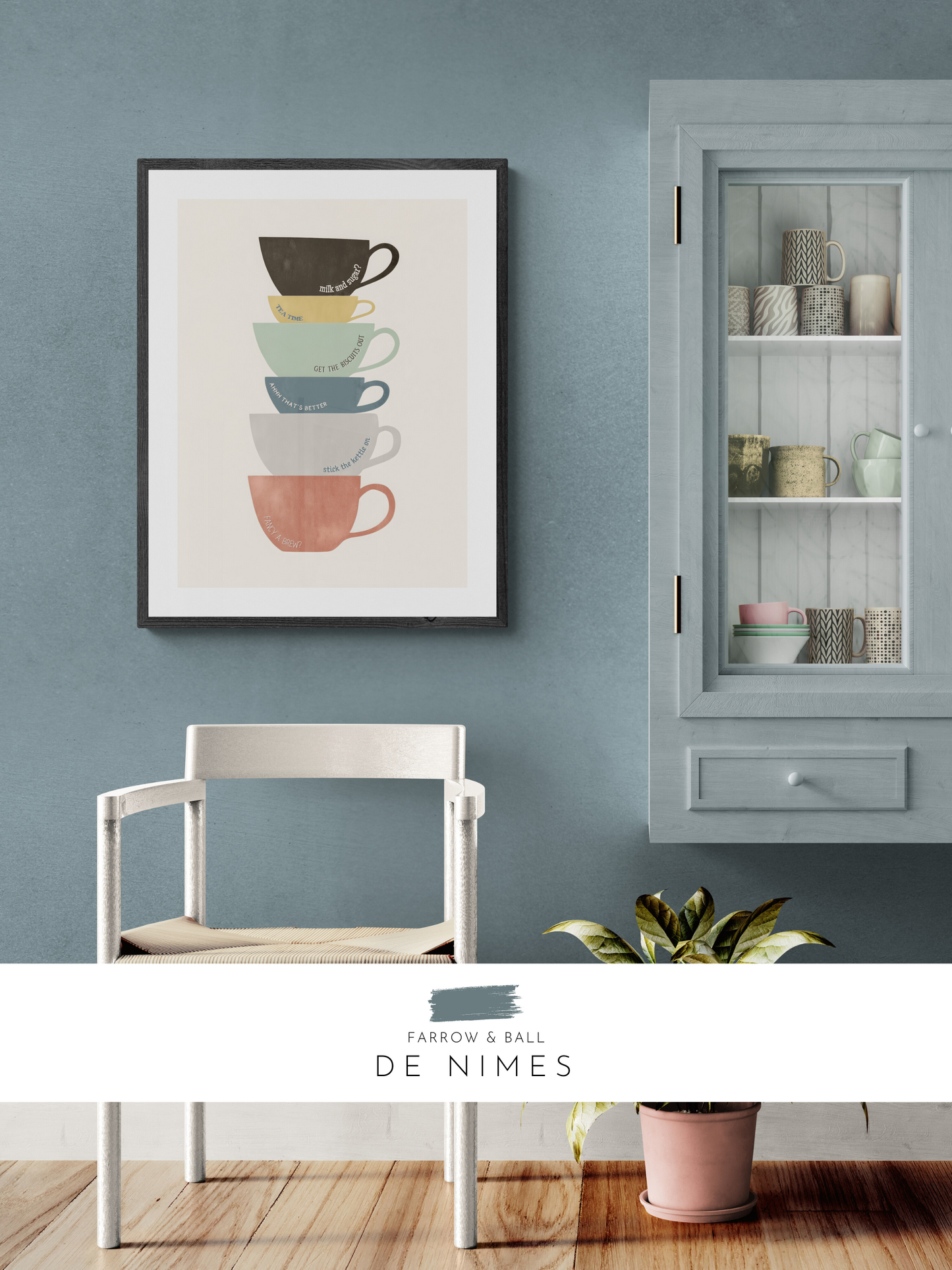 northern print, blue kitchen, tea print, 