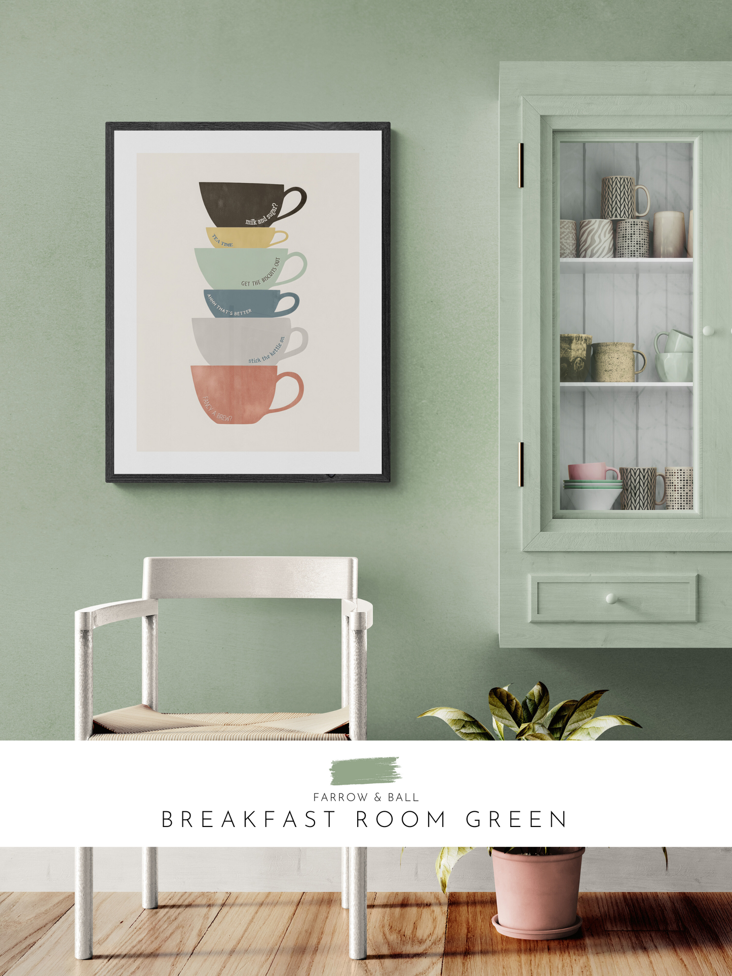 northern print, green kitchen, tea print, 