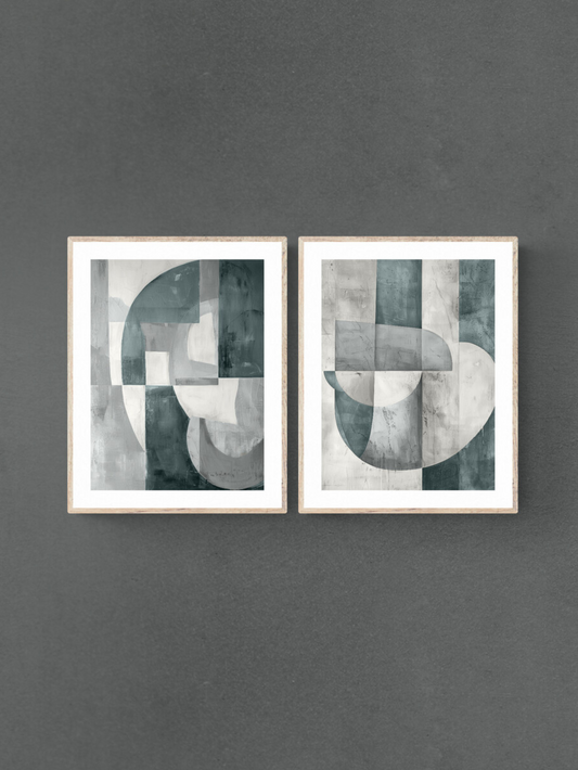 set of 2 prints, black/grey, down pipe