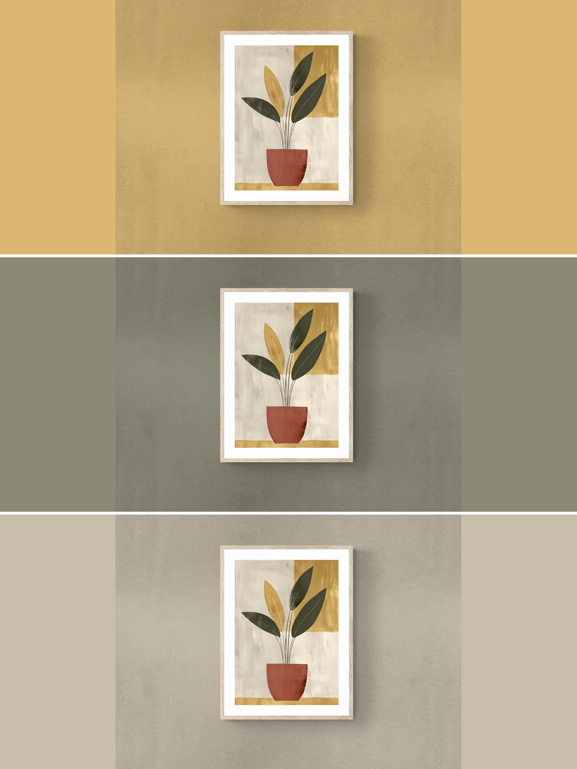 boho wall art, yellow walls, green walls, beige walls, plant print