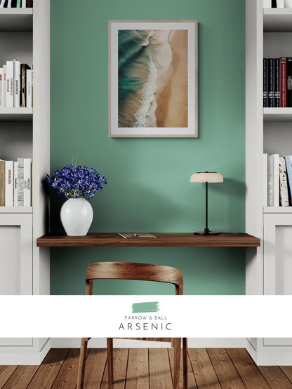 beach decor, farrow & ball, green, aqua, tropical, colourful office print