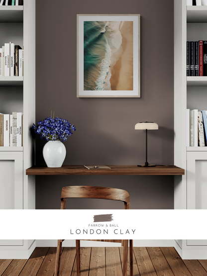 beach decor, farrow & ball, deep, moody office, coastal print