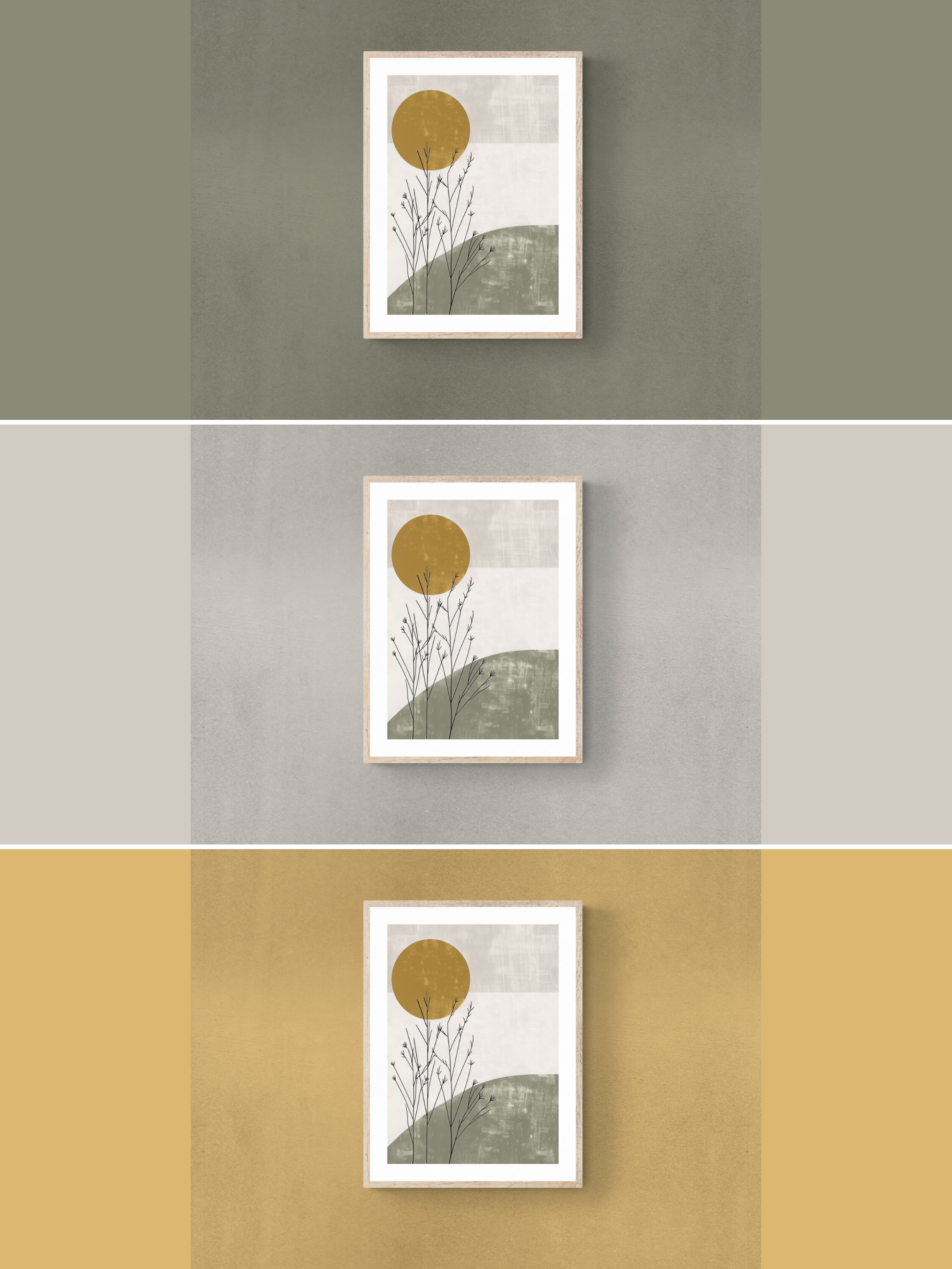 nature inspired art, green walls, white walls, neutral walls, yellow walls