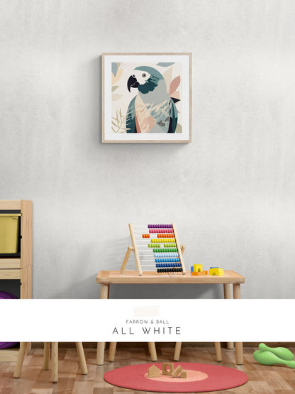 parrot print, farrow & ball, light and airy, contemporary, 