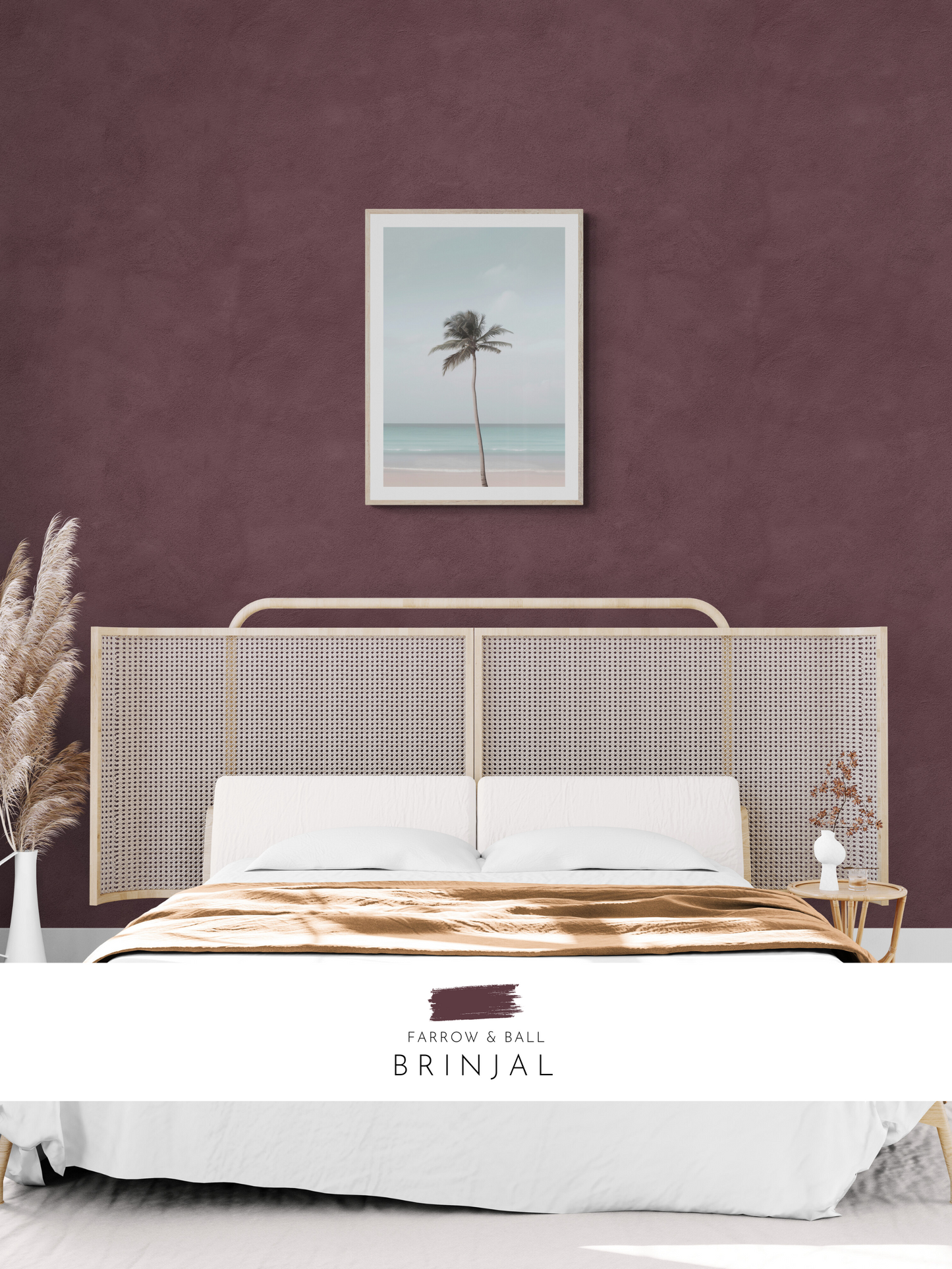 coastal print, burgundy, bold stylish bedroom print, farrow & ball