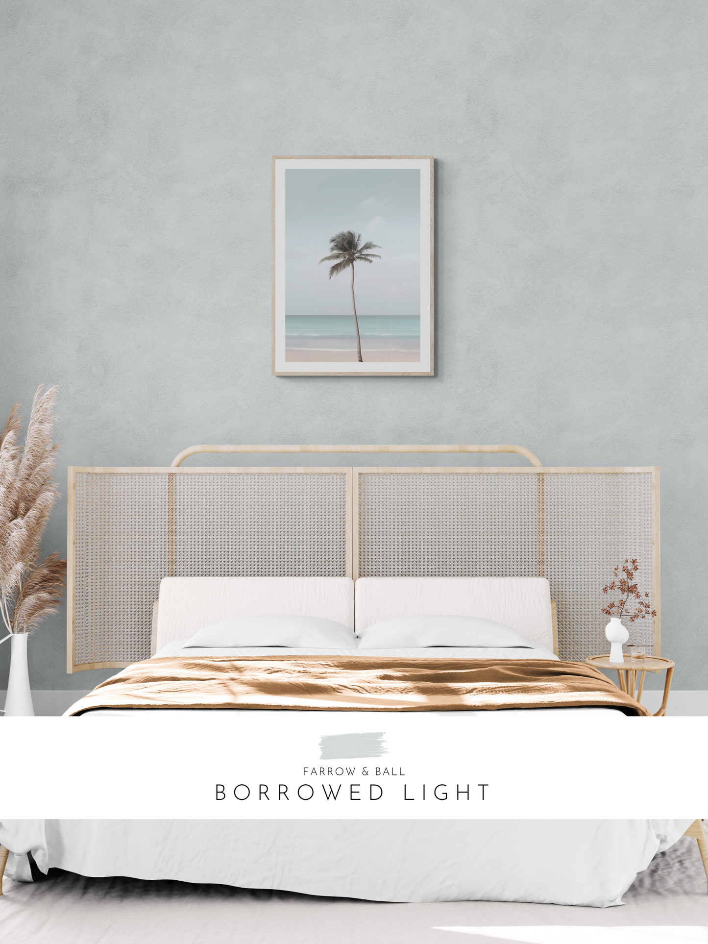 coastal print, blue, light stylish bedroom print, farrow & ball