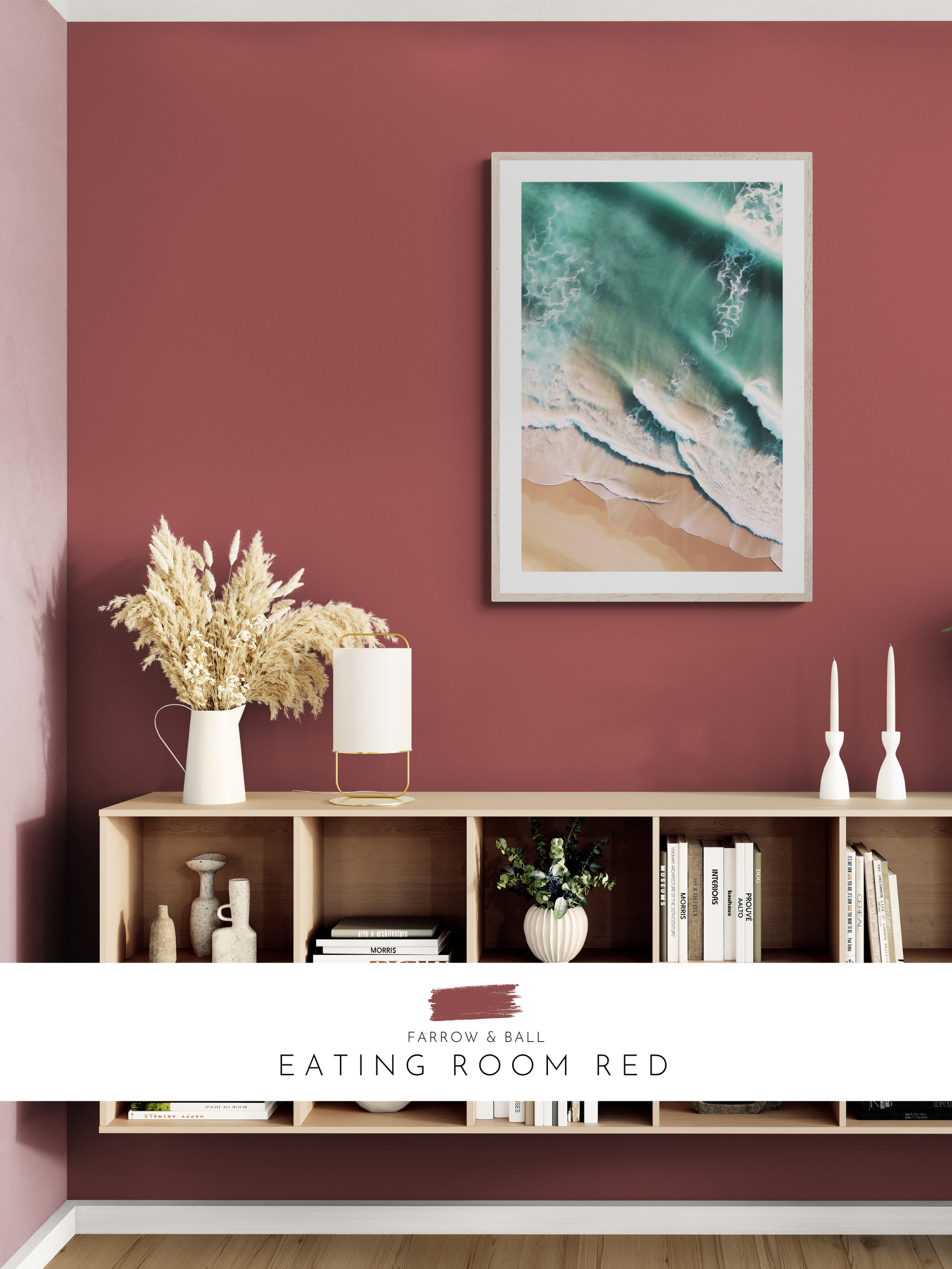 drone art, red, bold living room, farrow & ball, 